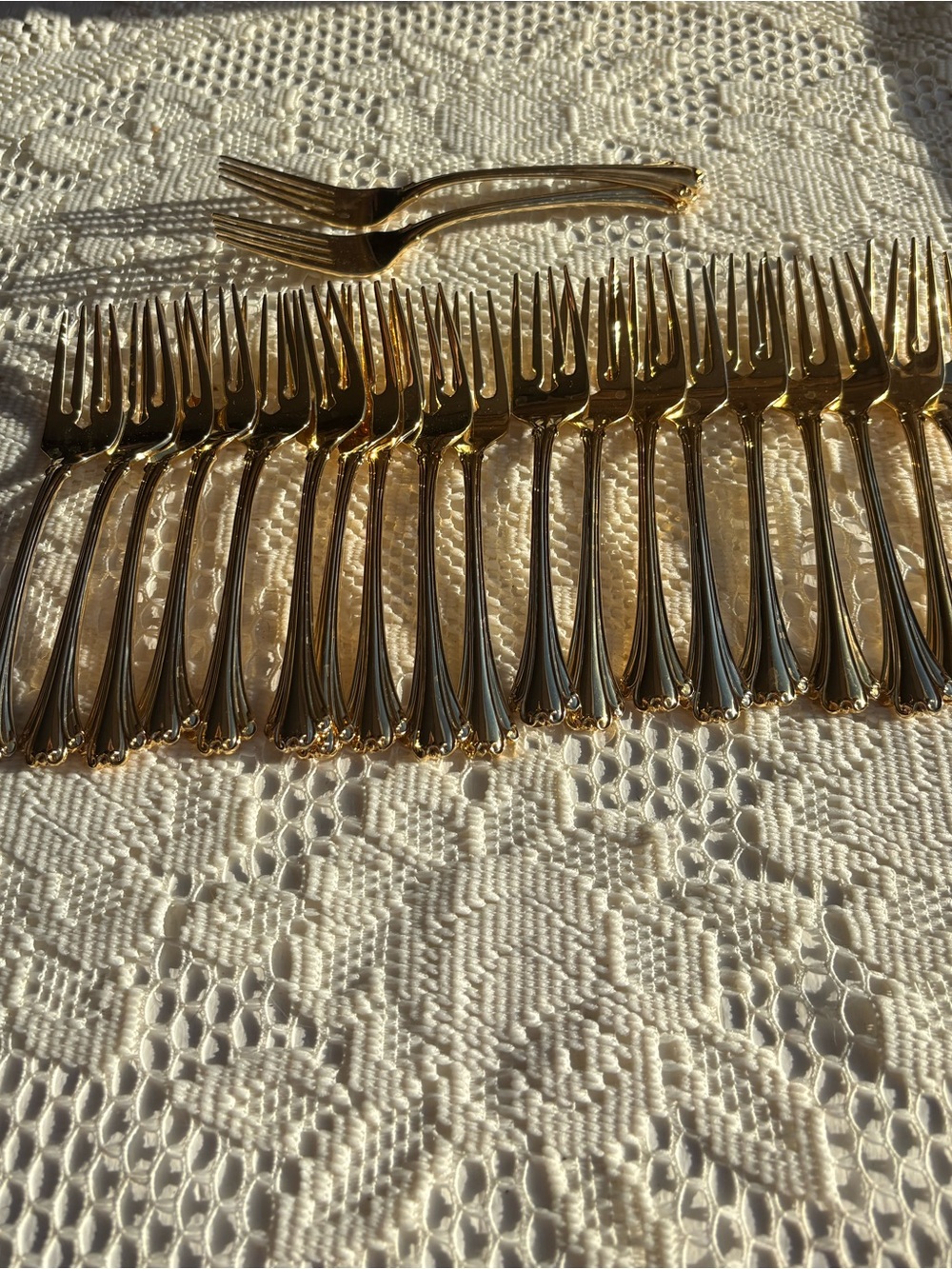 Gold-Tone Dessert Forks - Set of 21